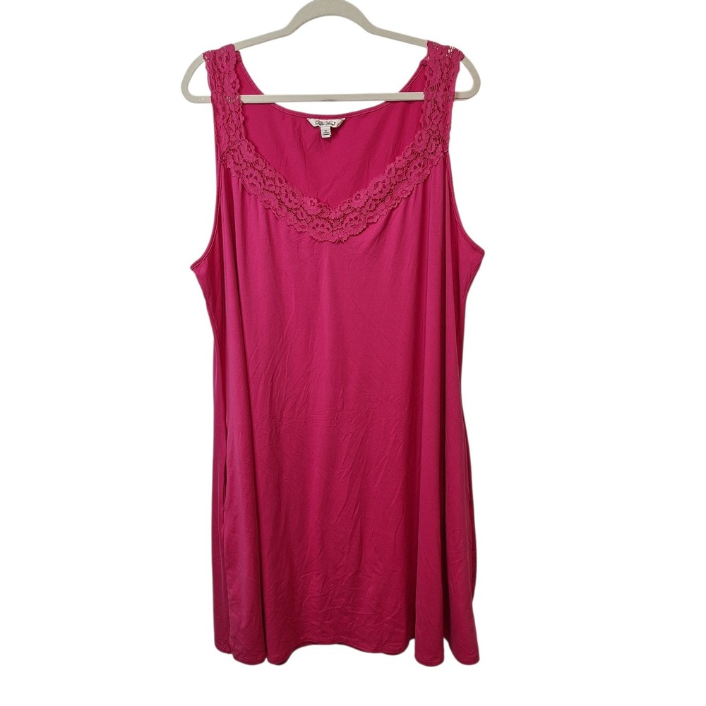 The Pioneer Woman 3XL Scoop Neck Tunic Tank Pink Crochet Lace Neck Sleeveless